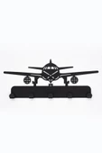 Anahtar Askılığı - Dekoratif Metal Anahtarlık - Uçak Desenli Anahtar Askılığı Siyah - 3