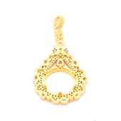 Altın Kaplama Taşlı Sonsuzluk Çeyrek Çerçeve Kolye Ucu TGR-358 thumbnail 4