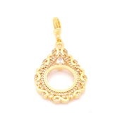 Altın Kaplama Taşlı Sonsuzluk Çeyrek Çerçeve Kolye Ucu TGR-358 thumbnail 1