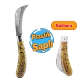 Plastik Saplı Bıçak Çakı Soğuk Aşı Macunu Profesyonel Çelik Eğri Uç Bağ Ağaç Budama Bıçağı 1 Adet - 1