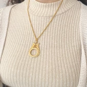 Altın Kaplama Arpalı Lale Model Çeyrek Çerçeve Kolye Ucu TGR-361 thumbnail 3