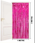 Nessiworld  Fuşya Renk Ekstra Metalize Parlak Saçaklı Arka Fon Perde İthal A Kalite 1x2 Metre - 7