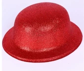 Nessiworld  Kırmızı Renk Yuvarlak Simli Plastik Parti Şapkası thumbnail 1