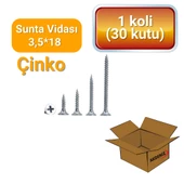 Akdeniz Vida 3,5x18mm Sunta Mobilya Vidası - Çinko Kaplamalı, Dayanıklı ve Güçlü - 1