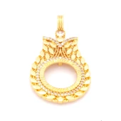 Altın Kaplama Arpalı Lale Model Çeyrek Çerçeve Kolye Ucu TGR-361 thumbnail 1