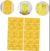 Nessiworld   Ekstra Metalize Altın Renk Disko Dikdörtgen Kesim Kapı Perdesi Dekorasyon 1x2 Metre - 3