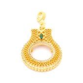 Altın Kaplama Zirkon Taşlı Lale Model Yarım Çerçeve Kolye Ucu TGR-368 thumbnail 1