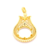 Altın Kaplama Zirkon Taşlı Lale Model Yarım Çerçeve Kolye Ucu TGR-368 thumbnail 5