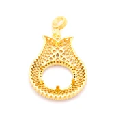 Altın Kaplama Zirkon Taşlı Lale Model Yarım Çerçeve Kolye Ucu TGR-371 thumbnail 4