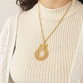 Altın Kaplama Zirkon Taşlı Lale Model Yarım Çerçeve Kolye Ucu TGR-371 thumbnail 2