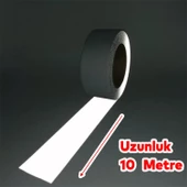 Metalize Gri Renk Düz Desensiz Reflektörlü Bant Gece Parlayan En 5 cm 10 Mt İkaz Bandı Reflektif - 3