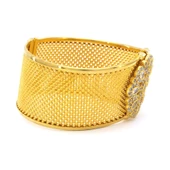 İmitasyon Trabzon Hasırı Altın Kaplama Yaşam Çiçeği Taşlı Kelepçe BLZ-267 - 2