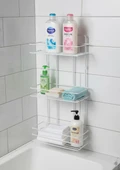 3 Katlı Banyo Rafı - Termo Plastik Kaplama Metal Şampuanlık - Üç Raflı - 1