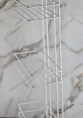 3 Katlı Banyo Rafı - Termo Plastik Kaplama Metal Şampuanlık - Üç Raflı - 4