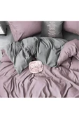 Lastikli Nevresim Takımı Çift Kişilik Set Lila- Gri - 3
