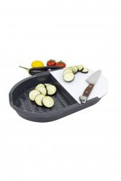 Plastik Kesme Tahtası Süzgeçli Hazneli Doğrama Tahtası Panosu Piknik Salata Seti Panosu - 3