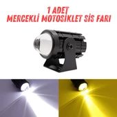 1 Adet Motosiklet Scooter  ATV Uyumlu Mercekli Sis Farı Sarı-Beyaz Çift Renk 12V 50W - 1