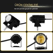 2 Adet Motosiklet Scooter  ATV Uyumlu Mercekli Sis Farı Sarı-Beyaz Çift Renk 12V 50W - 2