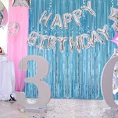 Açık Mavi Renk Ekstra Metalize Parlak Saçaklı Arka Fon Perde İthal A Kalite 1x2 Metre thumbnail 4