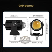 2 Adet Motosiklet Scooter  ATV Uyumlu Mercekli Sis Farı Sarı-Beyaz Çift Renk 12V 50W - 3