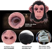 Nessiworld  Siyah Saçlı Kafaya Tam Geçmeli Lateks Şempanze Maskesi - Lateks Maymun Orangutan Goril Maske Et Maske - 4