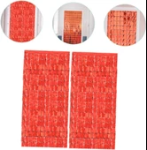 Ekstra Metalize Kırmızı Renk Disko Dikdörtgen Kesim Kapı Perdesi Dekorasyon 1x2 Metre - 3