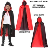 Nessiworld Çift Taraflı Kullanılabilir Siyah Kırmızı Kapişonlu Pelerin 90 cm Çocuk - 1