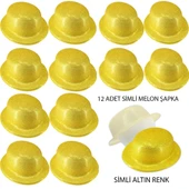 Nessiworld Altın Renk Simli Melon Yuvarlak Parti Şapkası 12 Adet - 2