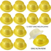 Nessiworld Altın Renk Simli Melon Yuvarlak Parti Şapkası 12 Adet - 1