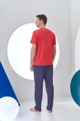 Pjs 24307 Erkek Bordo V Yaka Yelken Baskılı Kısa Kol Pijama Takımı - 6