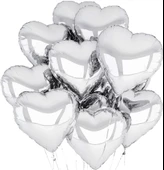 Nessiworld Metalize Parlak Gümüş Şekilli Kalp Uçan Balon Folyo 45 cm 10 Adet - 1