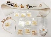 Nessiworld   Altın Renk Bride Partisi Taç Kuşak Dövme Bileklik Seti Full 13 Parça - 4