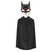 Nessiworld  Batman Maskesi Cat Woman ve Batman Pelerini 90 cm Siyah Renk Set thumbnail 1