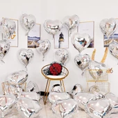 Nessiworld Metalize Parlak Gümüş Şekilli Kalp Uçan Balon Folyo 45 cm 10 Adet - 2