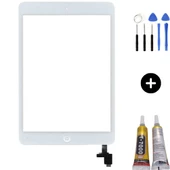 iPad Mini 2 A1489-A1490-A1491 Uyumlu Home Tuşlu Dokunmatik Beyaz + Montaj Seti - 1
