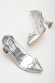 Gümüş Stiletto Taşlı Cilt Şeffaf  Topuklu Ayakkabı thumbnail 2