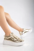 Nerina Gold Cilt Kalın Tabanlı Parlak Detaylı Sneakers - 2