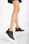 Kadın Gizli Topuk Siyah - Beyaz Sneaker - 3