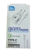 Type-c şarj cihazı TYPE-C 2.4 şarj kablosu ve usb li adaptör - 1