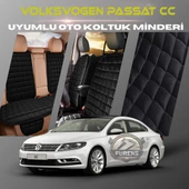 Volksvogen Passat cc Siyah Renk Tay Tüyü Cepli & Terletmez Sırtlı Oto Koltuk Minder Seti - Koltuk Koruma Kılıfı (ÖN & ARKA TAM SET) - 1