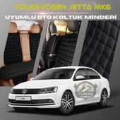 Volksvogen Jetta mk6 Siyah Renk Tay Tüyü Cepli & Terletmez Sırtlı Oto Koltuk Minder Seti - Koltuk Koruma Kılıfı (ÖN & ARKA TAM SET) - 1