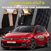 Volksvogen Golf 8 Siyah Renk Tay Tüyü Cepli & Terletmez Sırtlı Oto Koltuk Minder Seti - Koltuk Koruma Kılıfı (ÖN & ARKA TAM SET) - 1