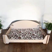 ED PET DİZAYN Pd Taht Kedi Köpek Yatağı Ergonomik 40x70 Cm Latte ,yıkanabilir Duck Kumaş Minderi Ile Beraber - 1