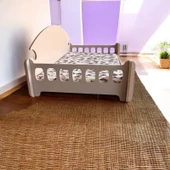 ED PET DİZAYN Pd Taht Kedi Köpek Yatağı Ergonomik 40x70 Cm Latte ,yıkanabilir Duck Kumaş Minderi Ile Beraber - 3