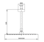 Ar Ark İnce Kare Tepe Duş Başlığı Tavandan Borulu (300x300 mm) 102145059 - 2