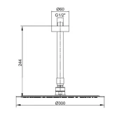 Ar Ark İnce Yuvarlak Tepe Duş Başlığı Tavandan Borulu (Ø 300 mm) 102145057 - 2