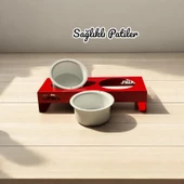 ED PET DİZAYN Mama ve Su Kabı Kırmızı. 1 mm Galvaniz Saç , Bulaşık Makinasında Yıkanabilir. - 1