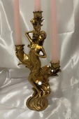 Şamdan Afrodit Mumluk Polyester 3 Gözlü Kaliteli Gold - 3