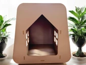 ED PET DİZAYN Caramel 30x50 Kedi Köpek Evi , Latte Renk ,Yıkanabilir Kumaş Minderi Ile Beraber - 2