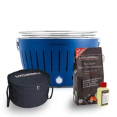 Lotusgrill Kömürlü Dumansız Mangal Klasik Set ( Çanta + 2,5 Kg Kömür +1 Jel ) Mavi - 1
